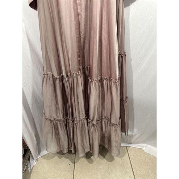 NWD $598 Mac Duggal [ 12 ] Faux Wrap long Sleeve Tiered Gown in Mocha Pink #S976 - Picture 12 of 16